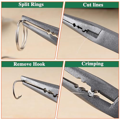 8 Inch Pistol Grip Multi-Function Fishing Pliers with Line Cutter, Hook Remover, Crimper, Split Ring Opener, Aluminum Pipe Crimper, Non-Slip Handles, Saltwater Resistant - style: 8"-Pistol Grip