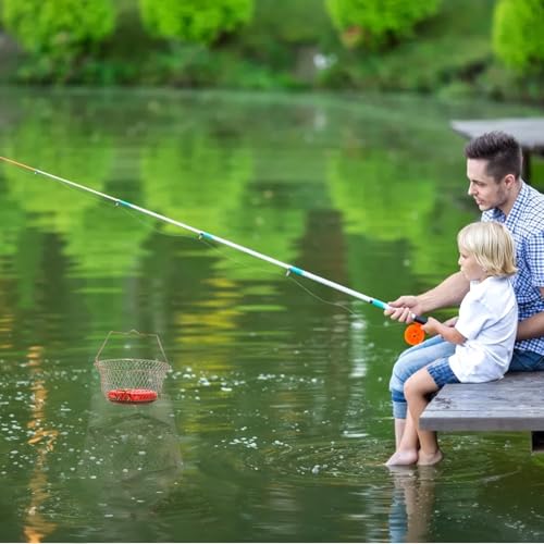 Bekith 2 Pack Galvanized Steel Wire Fish Basket, Collapsible Fishing Basket, Portable Wire Fish Basket Outdoor Use