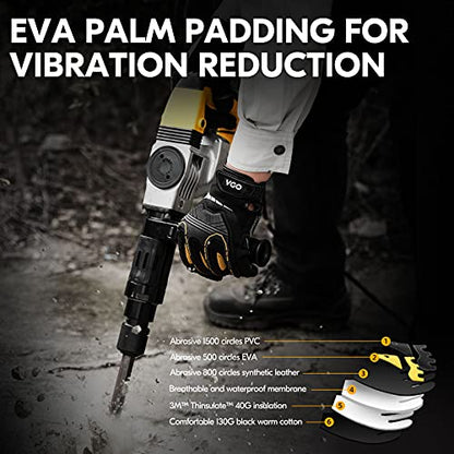Vgo... 1-Pair 32°F Waterproof Heavy Duty Winter Work Gloves Men,Mechanic Gloves, Impact Protection& Vibration Reduction(Size M, Black&Gold, SL8849FW) - color: Black&gold-winter, size: Medium (1 Pair)