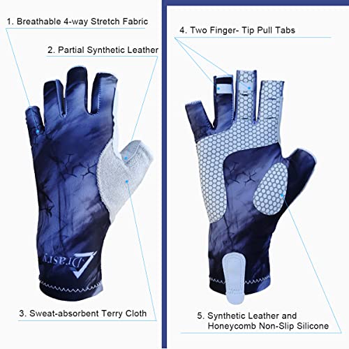Drasry UV Protection Fishing Fingerless Gloves - Men & Women UPF 50+ SPF Gloves for Fishing, Kayak, Paddling, Hiking, Sailing, Rowing - color: Gray-Black, size: X-Large