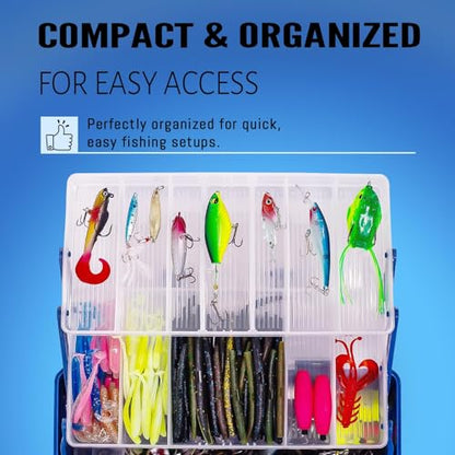 448-Pcs Fishing Lures Kit – Complete Large 3-Layer Tackle Box Set with Hooks, Weights, Bobbers, Pliers, Rigs, Leaders & Accessories for Men, Kids, Beginners, Gear gift choice for Fathers Day - color: 448PCS-Blue