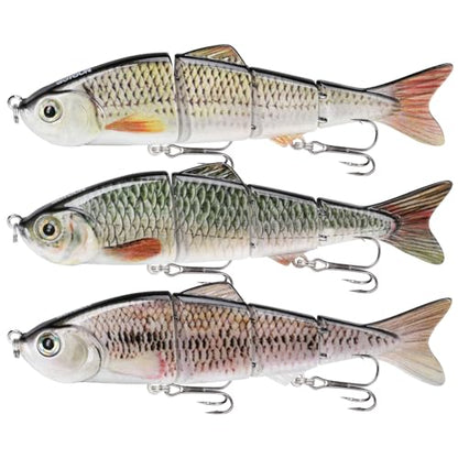 GOTOUR Jointed Swimbaits, Easy Catch Fishing Lures for Bass Trout Crappie | Wiggling Vibrating Rattling Gurgling for More Bites, Heavy-Duty Dyneema Fiber, Slow Sinking, Fresh & Saltwater Fishing Baits - color: C1-4.7"-0.6oz