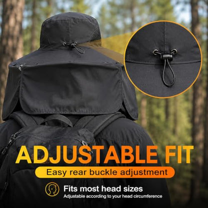 Sun Protection Hat with Neck Flap – 360° Wide Brim Outdoor Fishing Hat, Lightweight Breathable Quick Dry Sun Cap for Hiking, Gardening, Beach Travel – Adjustable Unisex Summer Sun Visor Hat