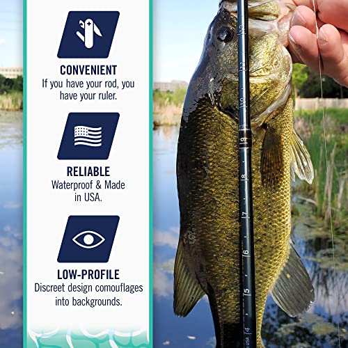Fishing Ruler Decal 2-Pack | 36” Transparent Rod Fish Measuring Sticker | Made in USA | Stick-On Fish Measurement for All Rod Types | Waterproof | Marine Grade Adhesive | Durable Fishing Tool | 2 Pack