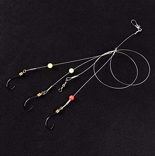 Dyxssm Fishing Hooks with Leader Rigging, Fishing Hook Line Stainless Steel Fishing Rigs Wire and Rig Hooks - size: 4#, style: Style-b: 3 Hooks Rig