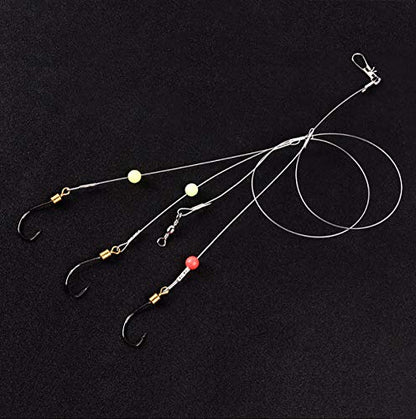Dyxssm Fishing Hooks with Leader Rigging, Fishing Hook Line Stainless Steel Fishing Rigs Wire and Rig Hooks - size: 5/0#, style: Style-b: 3 Hooks Rig