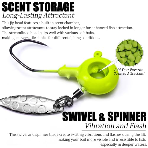 Crappie Lures Underspin Jigs Heads Worms Baits Kit, 110, 80 Pcs Crappie Fishing Jig Heads Soft Plastic Grub Swimbait for Panfish Bluegill Bass Trout Freshwater Saltwater