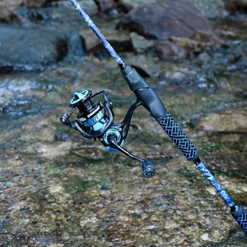 Sougayilang Spinning Combo – 5.2:1 Gear Ratio, 11+1 Bearings, IM7 Graphite 2-Piece Rod, 6'/7' M Power, Stainless Steel Guides for Bass, Walleye, Trout - size: 7'0''
