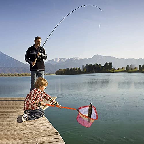 Kids Fishing Net - Telescoping Bait, Minnow, and Butterfly Net With 11.4" Depth, Handle Extends to 30" for Easy Catch and Release - color: Orange-2pack