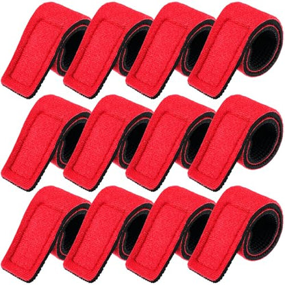 Sumind 12 Pcs Fishing Rod Straps Ties, Fishing Pole Belts Stretchy Straps, Elastic Tackle Ties Cable Holders Fit for Casting Rods, Spinning and Fly - color: Red