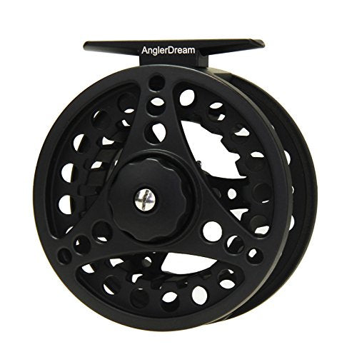 (1/2WT 3/4WT 5/6WT 7/8WT) Fly Reel with Line Combo Aluminum Alloy Large Arbor Fly Fishing Reels Weight Forward Fly Line with Braided Backing Taper Leader Pre-Tied - color: Black Fly Reel(Without Line), size: 5/6 WT Reel