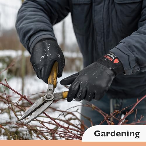 Waterproof Winter Work Gloves, Insulated Thermal, Double Latex Coated | Fleece Lining, Warm & Dexterity, Superior Grip Palm for Men and Women, Ideal for Freezer, Gardening, Fishing, Cleaning, DIY - size: Medium