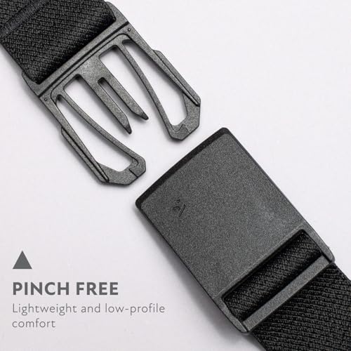 Arcade Belts Mens Explore Belt, Stretch Webbing for Max Comfort & Custom Fit, Metal-Free Buckle, Machine Washable Travel Belt - color: Black