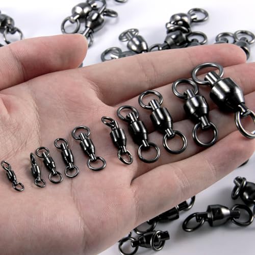 Alwonder 30-Pack Fishing Swivels Ball Bearing Swivels Fishing Tackle, High Strength Stainless Steel Solid Welded Rings Barrel Swivel Hook Line Connector with Black Nickel Coating Saltwater Freshwater - size: #7-320LB