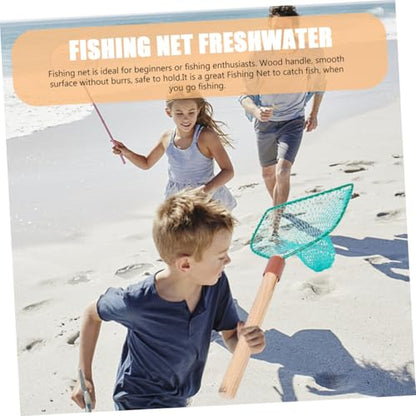 Wood Handle Fishing Net Large Mesh Handheld Net for Freshwater and Saltwater Fishing with 30cm Wooden Frame Suitable for Pier