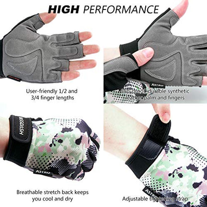 BASSDASH Astro Fishing Gloves Men’s Women’s Fingerless Gloves for Game Fishing Kayaking Paddling Sailing MTB - color: Black Spot Camo, size: Small