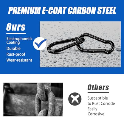 Small Carabiner Clip Hook, 2.36 inch 10 pcs Black Heavy Duty Spring Snap Hook Key Chain, Carabiners Clips for Outdoor Camping, Swing Set, Hammock, Hiking Travel, Fishing, Quick Link Keychain - size: M6-2.36"