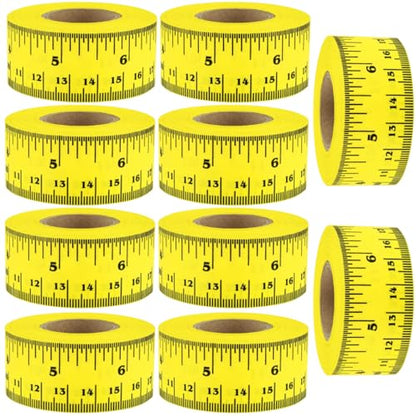 ChromaLabel 1 Inch Adhesive Measuring Tape with Ruler, Flexible Measuring Tape, Yellow, 12 Inch - Case of 10 - color: Yellow, size: 1" Wide Pack of 10