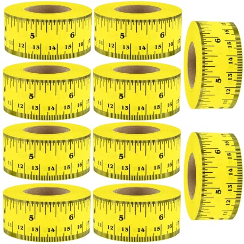 ChromaLabel 1 Inch Adhesive Measuring Tape with Ruler, Flexible Measuring Tape, Yellow, 12 Inch - Case of 10 - color: Yellow, size: 1" Wide Pack of 10