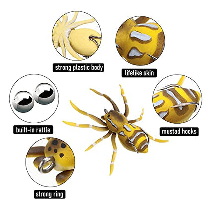 Sumind 4 Pieces Spider Lures Fishing Bass Spider Lure Freshwater Fishing Lures for Bass 1.9 Inch Length Weigh 0.2 oz - color: Multi Color