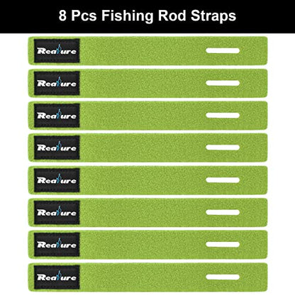 Realure 8 Pcs Fishing Rod Straps Adjustable Neoprene Ties Elastic Fishing Rod Tackle Belt Ties Casting Rod Straps for Fixed Casting Rods & Spinning Rods & Fly Rods Wrap Protectors - color: Green