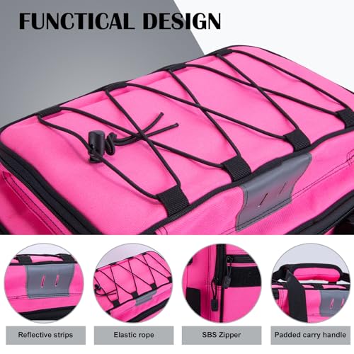 Goture Fishing Tackle Bag with 4pcs 3700 & 2pcs 3600 Tackle Boxes, 600D Water-Resistant Soft Side Saltwater Gear Storage Fishing Bag with Rod Straps, Detachable Water Bottle Pouch, Waterproof Bottom - color: C3:Pink with (4)3700&(2)3600 Tackle Boxes, size