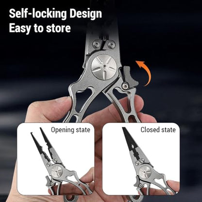 Aluminum Alloy Fishing Pliers Hook Remover LINE Cutters with Sheath and Lanyard for Fishing PE Nylon Carbon LINE (Grey) - color: Grey
