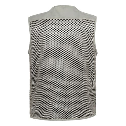 Mesh Breathable Vest for Men Fashion Lightweight Sleeveless Coats with Pockets Hiking Fishing Travel Outfits - color: Beige, size: Large