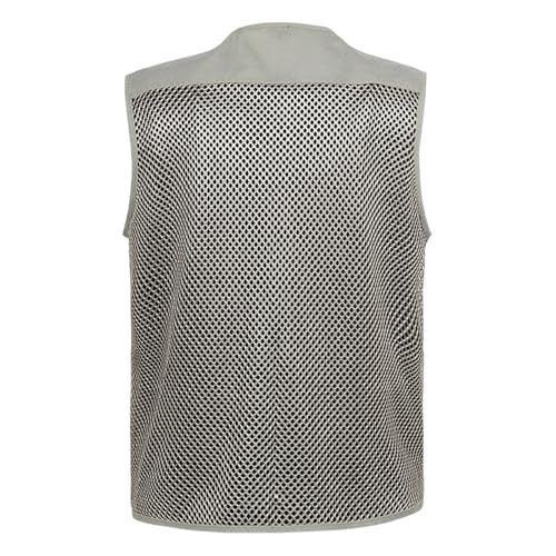 Mesh Breathable Vest for Men Fashion Lightweight Sleeveless Coats with Pockets Hiking Fishing Travel Outfits - color: Beige, size: X-Large