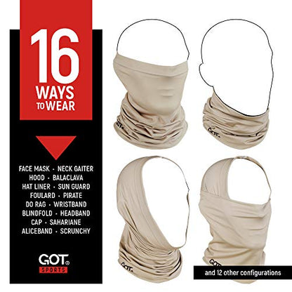 UPF 50+ Fishing Neck Gaiter - UV Face Mask Sun Protection for Men Women | Moisture-Wicking, Quick-Drying, Built-in SPF, UVA/UVB Blocking, Hunting Camo Design, Versatile Headwear - color: Desert Sand