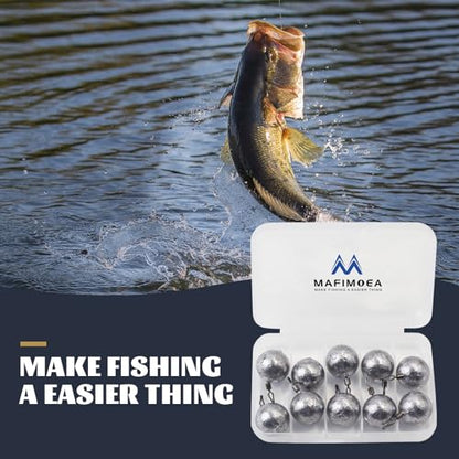 MAFIMOEA 10-25 pcs Egg Weights kit Split Shot Fishing Weights Assorted Set Removable Fishing Weights Salter Freshwater Drop Shot Weights Tackle - style: Roundball-21g-10pcs