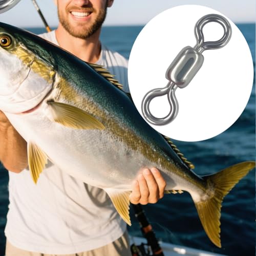 100 pcs Fishing Swivels, 100% 304 Stainless Steel Barrel Swivel Corrosion Resistance Power Crane Swivels Saltwater and Freshwater Fishing Line Lure Leader Connector - size: 1/0 # 0.98" / 550LB