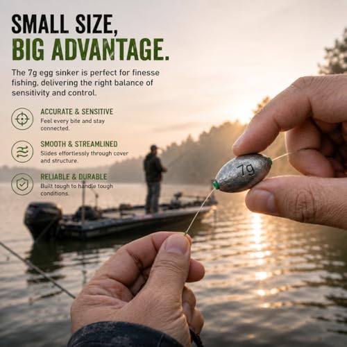 Egg Sinkers Fishing Weights with Plastic Core, Oval Lead Slip Sinker Set for Bass Catfish Saltwater Freshwater, Line Protecting Sliding Weights Tackle Kit (7g 10g 15g 20g) - size: 20g-15 pcs