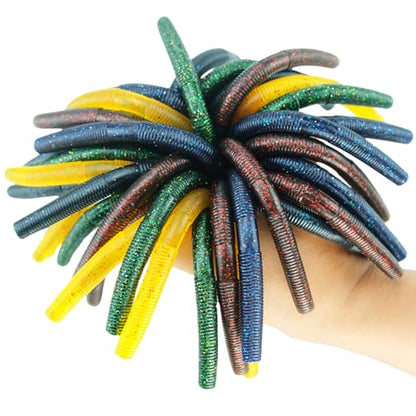 40PCS Senko-Style Stick Baits with Box - Senko Worms for Bass Fishing | 5.5" Wacky Rig Ready Lures