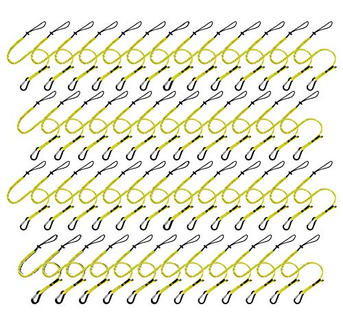 BearTOOLS Tool Lanyard with Buckle Strap – Clip Bungee Cord – Heavy Duty Screw Locking Connector – Fall Protection and Safety – Adjustable Loop End – Tough Tether – Construction - 09250YS (50 Pack) - size: 50-pack
