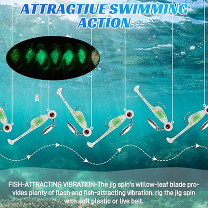 Crappie Lures Soft Plastic Fishing Lures Kit, 52pcs Glow Paddle Tail Swimbaits with Glitter, Mini Fishing Baits for Crappie Bluegill Trout Bass Perch Panfish, Freshwater Tackle Kit - color: 47pcs Crappie Jigs Lure Kit