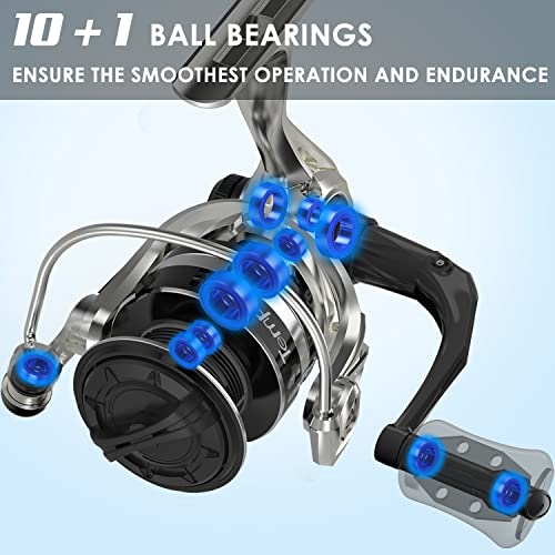 [ 2024 Portable] Travel Fishing Spinning Reel, Smooth 10+1 Stainless BB Fishing Reels for Freshwater, Ultralight Graphite Frame with Carbon Fiber 20LBs Drag Max, 6.2:1 Gear Ratio Reel for Catfish Bass
