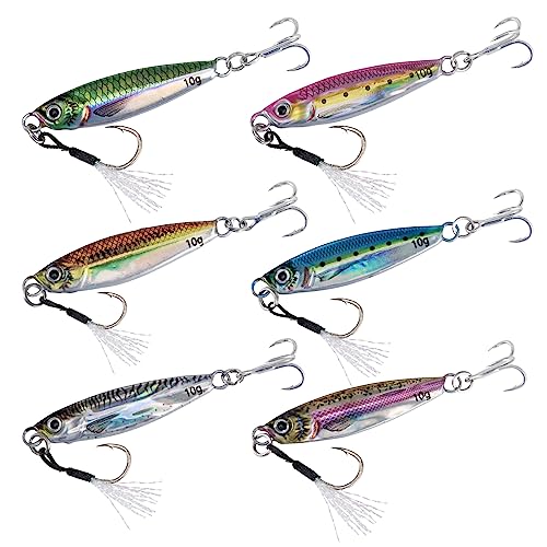 Goture Fishing Jigs,Vertical Jig Saltwater, Jig Fishing Lures with Assist Hook and Treble Hook, 7g-80g Fishing Jigging Spoon Lures for Tuna,Salmon,Sailfish,StripedBass,Grouper Snapper,Kingfish - size: 1.06oz/30g