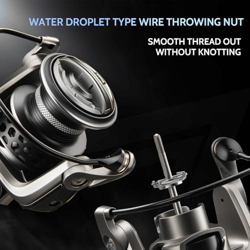 AG Spinning Reel, Freshwater and Saltwater Spinning Fishing Reels, 5+1BB, 22LBs Max Drag, 5.2 Gear Ratios, CNC Aluminum Spool & Handle - size: 5500