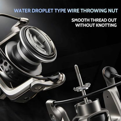 AG Spinning Reel, Freshwater and Saltwater Spinning Fishing Reels, 5+1BB, 22LBs Max Drag, 5.2 Gear Ratios, CNC Aluminum Spool & Handle - size: 5500