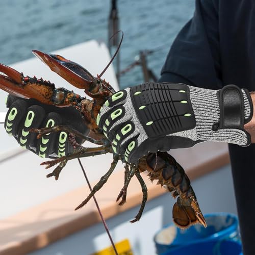 Lobster Gloves for Diving, Puncture and Cut Resistant Fishing Spearfishing Freediving Scuba Diving Gloves, Fully Coated Safety Work Glove for Men Women - size: X-Large