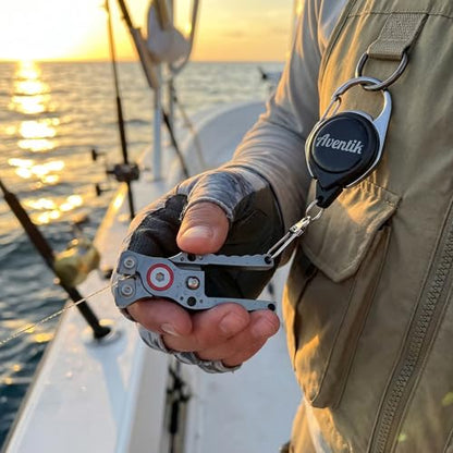 Fishing Line Cutter with Retractable Buckles, Tungsten Carbide Blade & Central Locking - Smooth, Corrosion-Resistant Cuts for Braid, Mono, Fluoro in Saltwater Fishing - style: Grey-Fishing Line Cutter with Lock