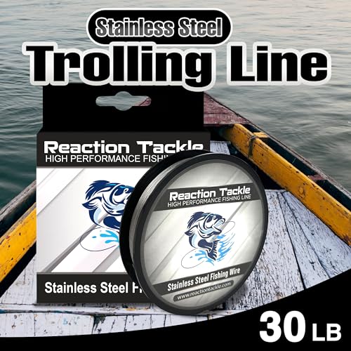 Reaction Tackle Stainless Steel Trolling Line - 30 Lb Marine Grade Single Strand Wire for Deep Trolling, Diving Disks and Toothy Saltwater and Freshwater Fish - size: 30 Lb / 300 Foot