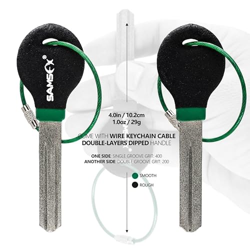 SAMSFX Fishing Hook Sharpener Hook File for Fishing Diamond File with Handle Portable Double Sided Fine and Medium Grits for Men - color: Black & Green