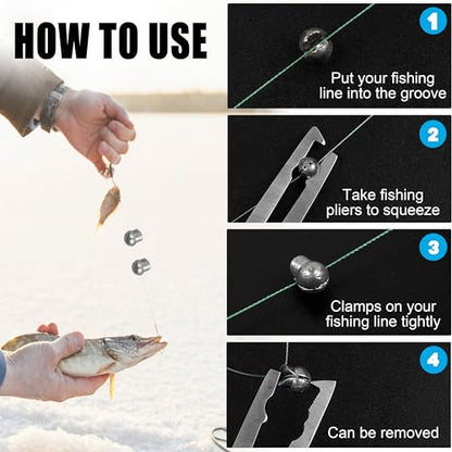 Split Shot Fishing Weight 110pcs Fishing Weights Sinkers Removable Clip On Fly Fish Line Round Lead Weights for Bass Trout Walleye - size: 1/20 oz (110 pcs)