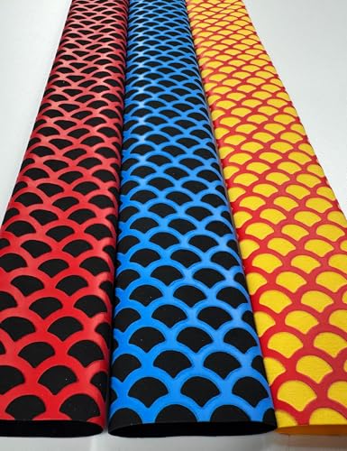 Accering 2-Tone Fish Scale Heat Shrink Tubing, Anti-Static Grip Shrink Wrap for Hockey & Shovel (φ30mm, Black & Blue) - color: Black & Blue, size: φ30mm, L3.3ft