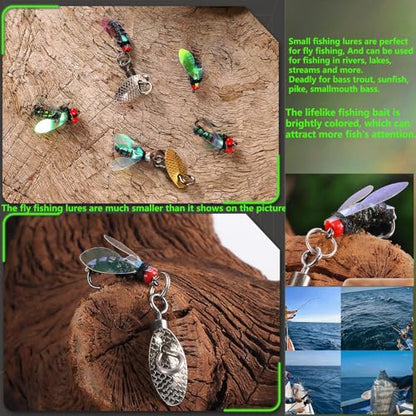 Fly Fishing Lures Kit Fishing Fly,Fly Fishing Kit Fly Fishing Lures,Handmade Lures Assortment Kit Artificial Bait Hooks for Bass Trout Salmon Fishing,Suitable for Freshwater and Saltwater - size: Green fly
