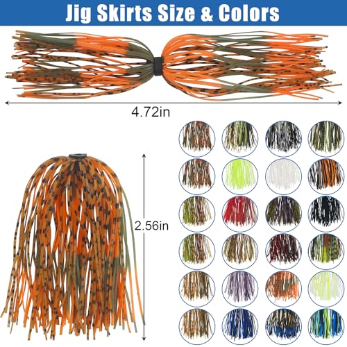 Spinner Bait Skirt Jig Skirts Replacement DIY Fishing Lure Making Supplies Soft Skirt for Spinnerbaits Bass Fishing Jigs Buzzbait Squid Jigs Fishing Lure Skirts 50 Strands - style: 24pcs