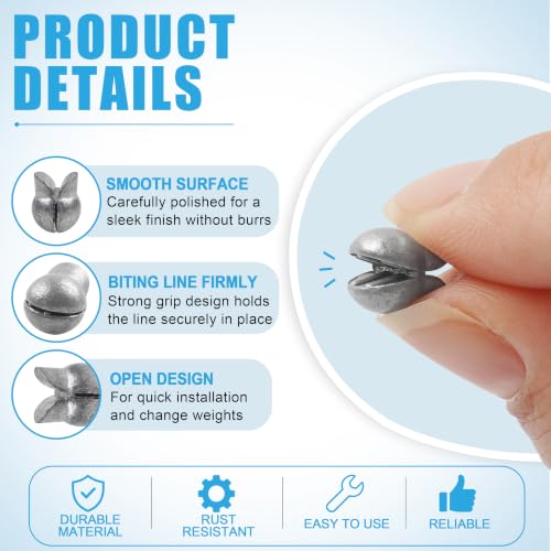 Split Shot Fishing Weights, 120pcs Fishing Weights Sinkers Assortment Removable Split Shot Sinkers Round Reusable Clip On Weights Freshwater Saltwater - color: Duckbill-120pcs