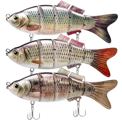 TRUSCEND Swimmax Easy Catch Fishing Lures with BKK Hooks, Wiggling, Vibrating, Rattling and Gurgling for More Bite, Heavy-Duty Dyneema Fiber Jointed Swimbaits for Bass, Trout, Walleye, Crappie, Pike - color: D4-6.8"-2.55oz